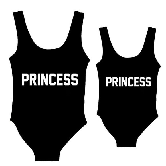 Girls BLACK “PRINCESS” Swimsuit One Piece - Picture 1 of 1
